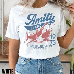 Jaws Amity Island 1975 Unisex Cotton Shirt, Movie Gift, T-Shirt for Film Buffs